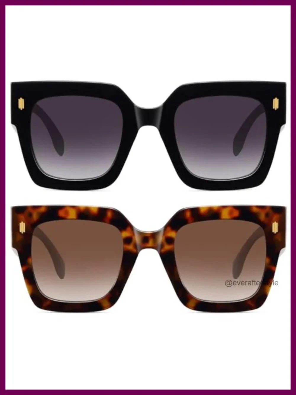 Oversized Square Sunglasses for Women Men Plastic Frame UV Protection